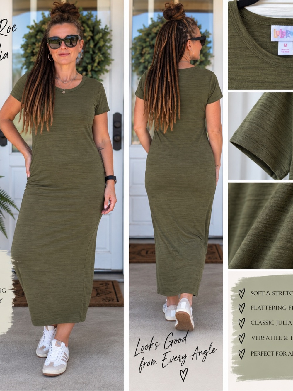 LuLaRoe Olive Green Short Sleeve Maxi Dress - Everyday Classic
